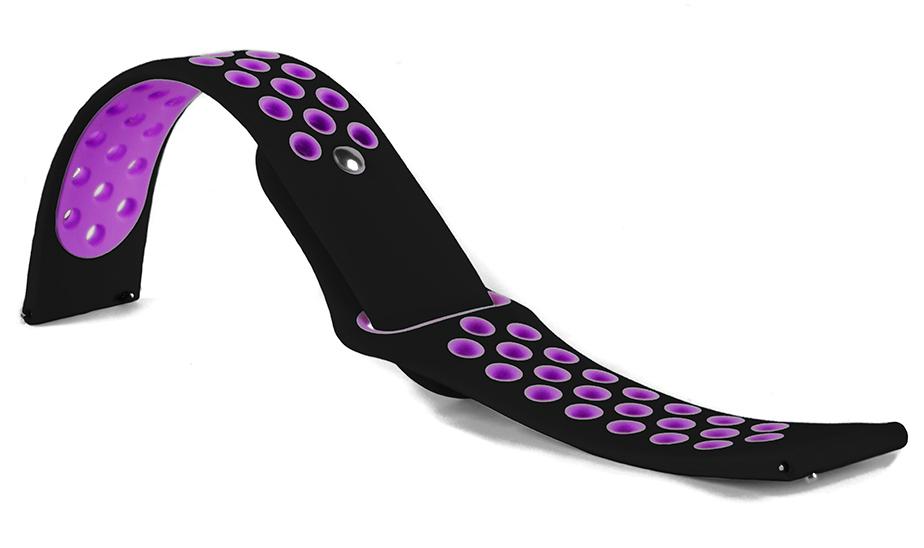 Pasek silikonowy S02 - czarno-fioletowy - 22 mm