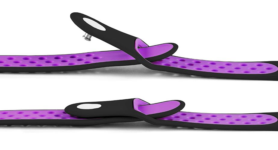 Pasek silikonowy S02 - czarno-fioletowy - 20 mm