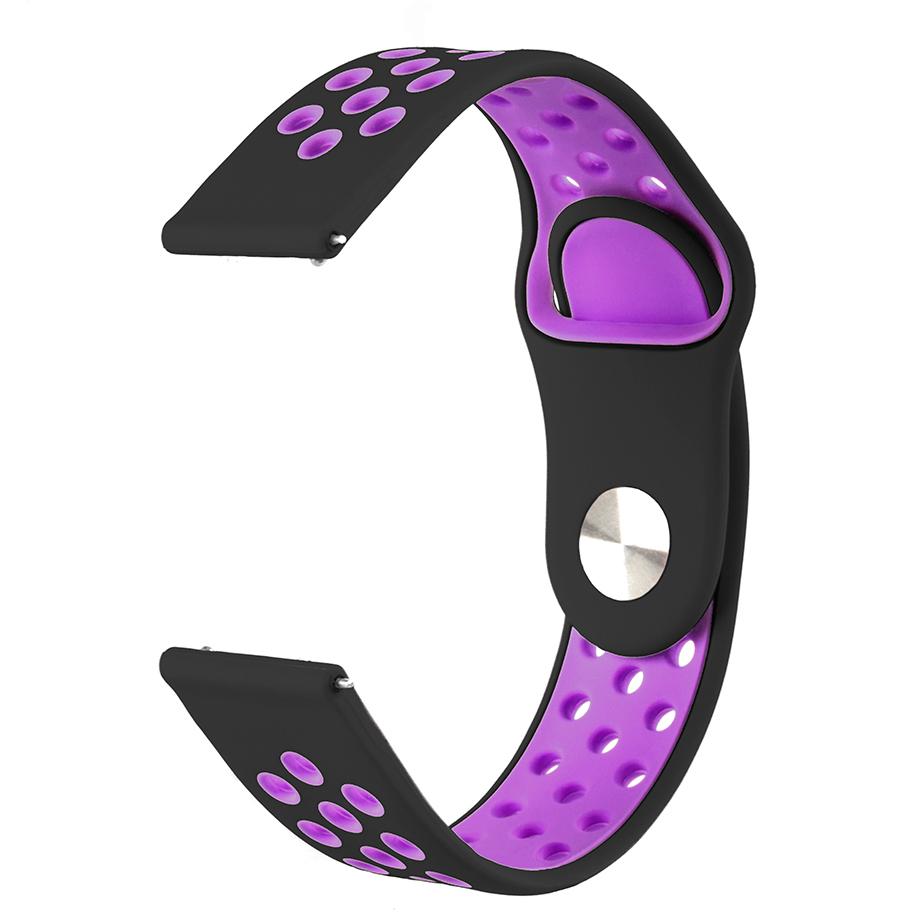 Pasek silikonowy S02 - czarno-fioletowy - 22 mm