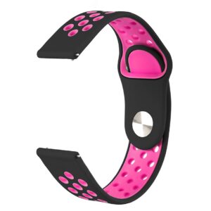 Pasek silikonowy S02 - czarno-różowy - 22 mm