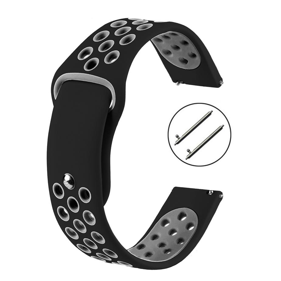 Pasek silikonowy S02 - czarno-szary - 20 mm