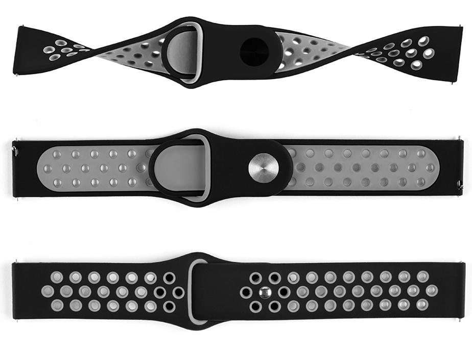 Pasek silikonowy S02 - czarno-szary - 20 mm