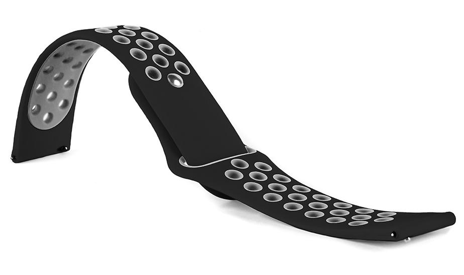 Pasek silikonowy S02 - czarno-szary - 20 mm