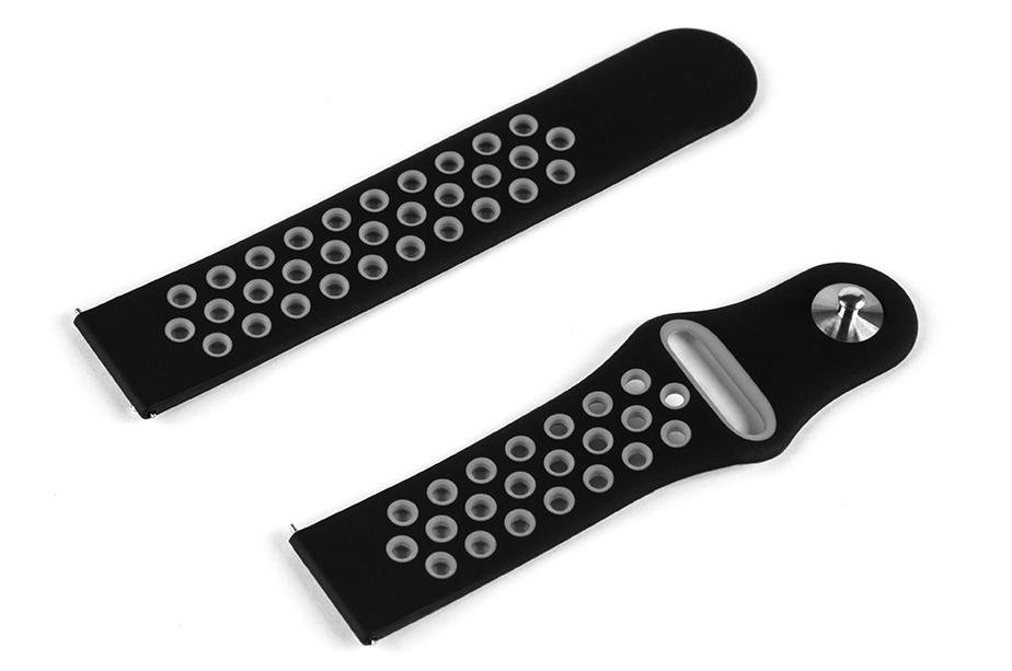 Pasek silikonowy S02 - czarno-szary - 20 mm