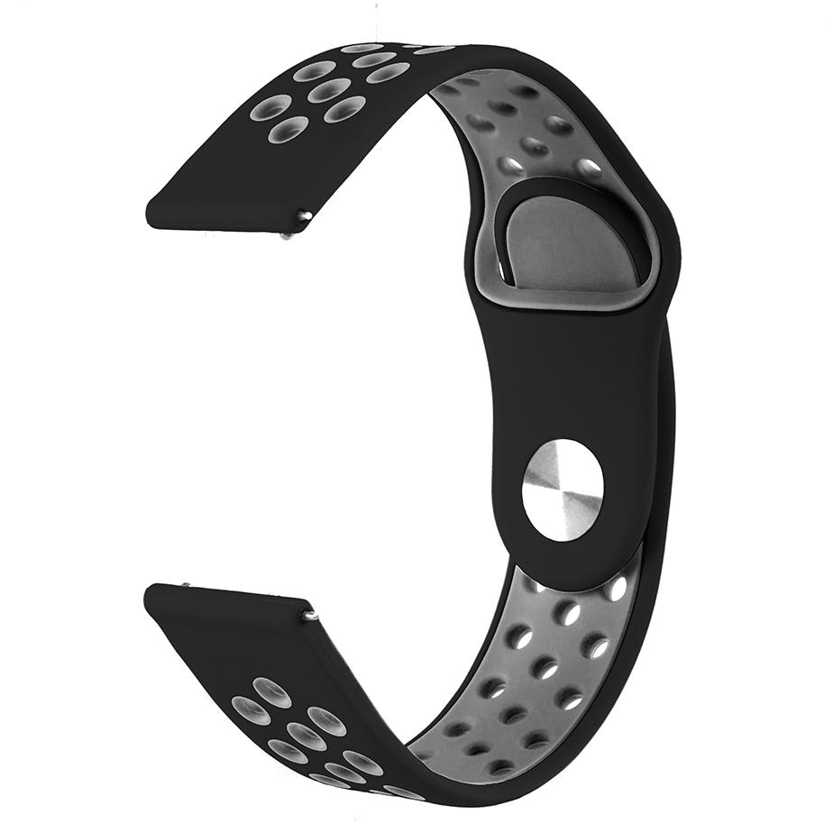 Pasek silikonowy S02 - czarno-szary - 20 mm