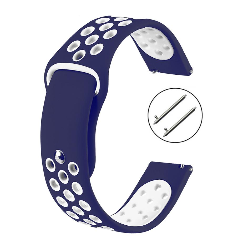 Pasek silikonowy S02 - granatowo-biały - 20 mm