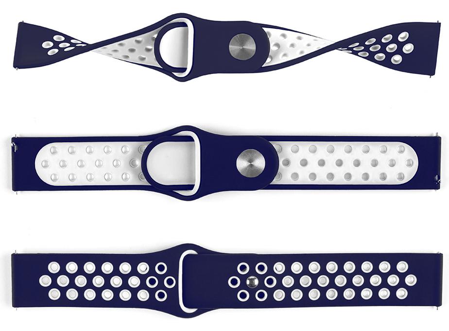 Pasek silikonowy S02 - granatowo-biały - 20 mm