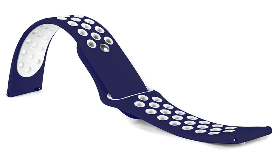 Pasek silikonowy S02 - granatowo-biały - 20 mm