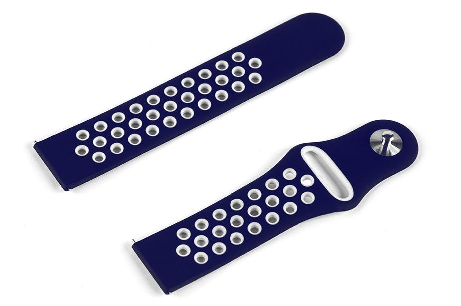 Pasek silikonowy S02 - granatowo-biały - 20 mm