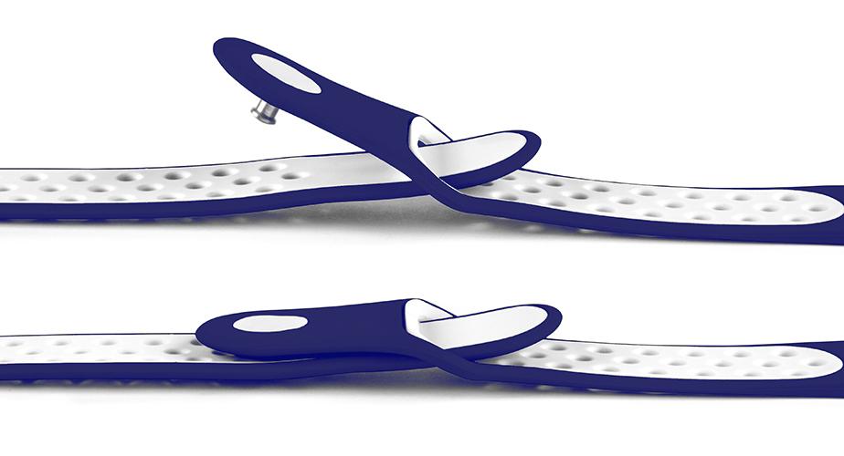 Pasek silikonowy S02 - granatowo-biały - 20 mm