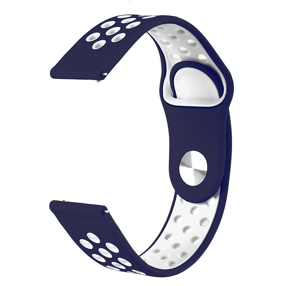 Pasek silikonowy S02 - granatowo-biały - 20 mm