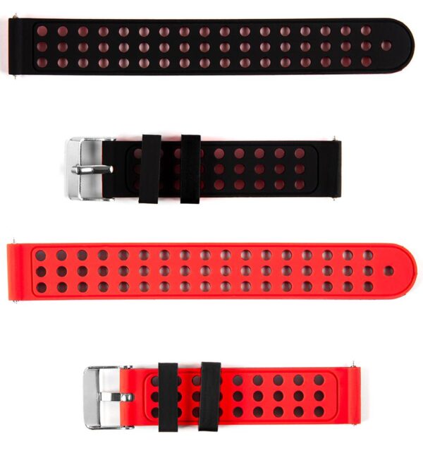 Pasek silikonowy S03 - czarno-czerwony - 22 mm