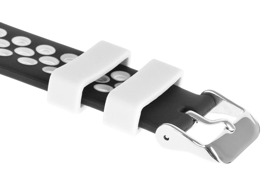 Pasek silikonowy S06 - czarno-biały - 18 mm