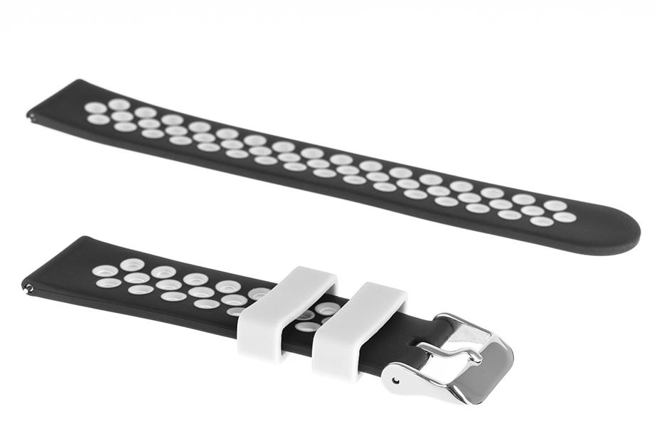 Pasek silikonowy S06 - czarno-biały - 18 mm