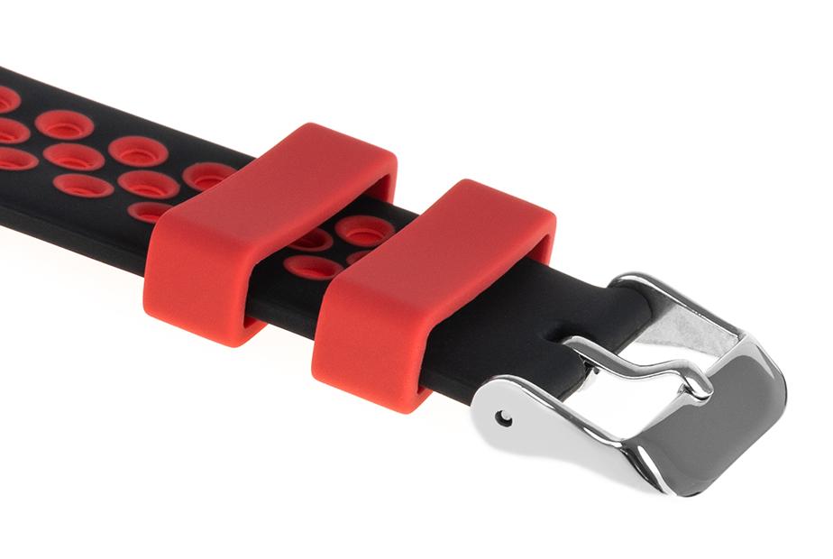 Pasek silikonowy S06 - czarno-czerwony - 20 mm