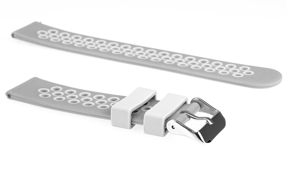 Pasek silikonowy S06 - szaro-biały - 18 mm