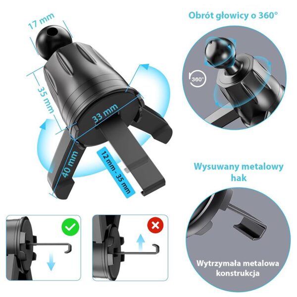 Uchwyt samochodowy PREMIUM - do kratki - eXtreme® - typ:O-15 W MagMax