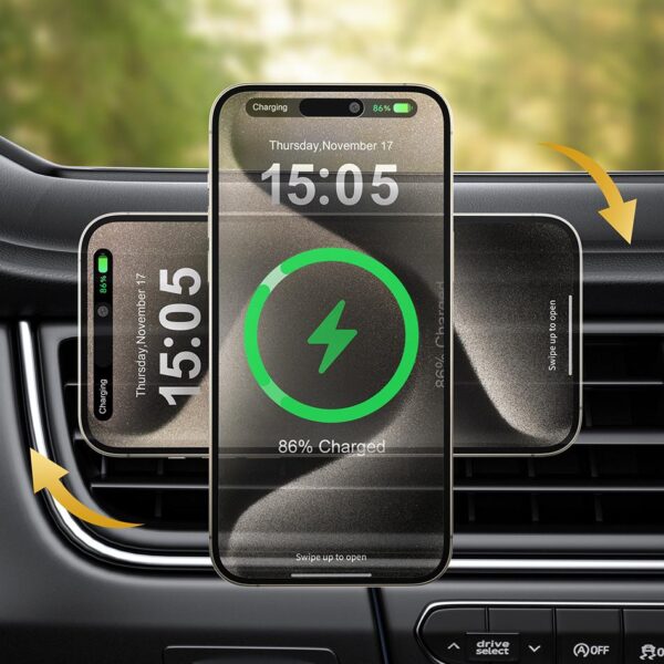 Car holder PREMIUM with wireless charging eXtreme® - type:O-16 W MagMax Qi2