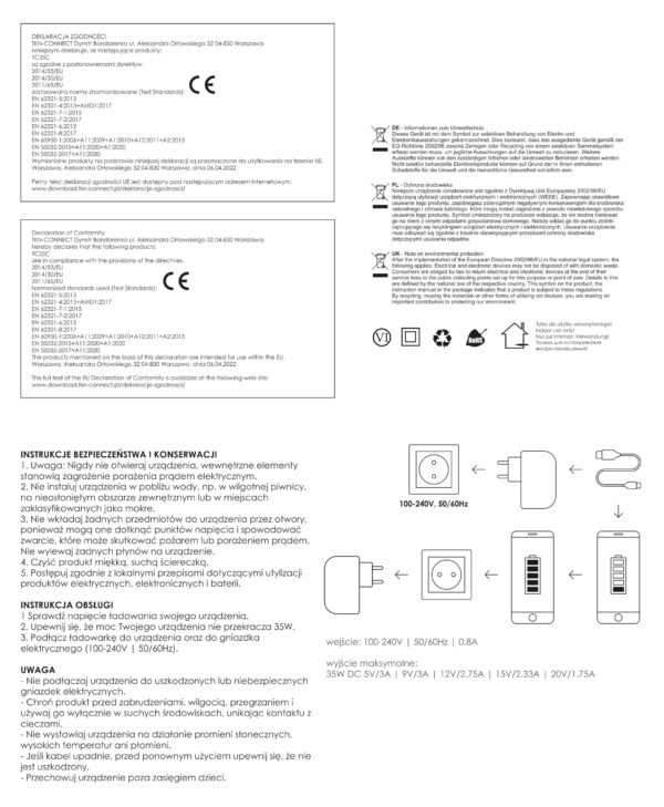 Ładowarka sieciowa eXtreme® USB typ-C - PD - 35W - TC35C