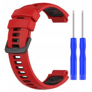 Pasek silikonowy - G02 - do Garmin - czerwono-czarny