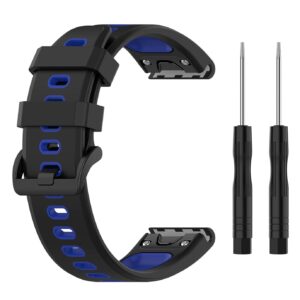 Pasek silikonowy - G13 - do Garmin - czarno-niebieski - 22 mm