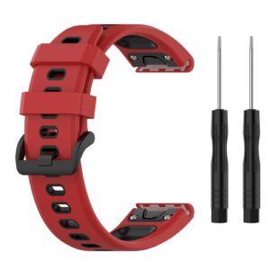 Pasek silikonowy - G13 - do Garmin - czerwono-czarny - 22 mm