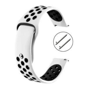 Pasek silikonowy S02 - biało-czarny - 20 mm