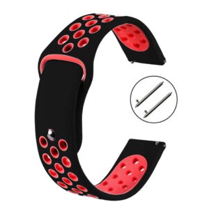 Pasek silikonowy S02 - czarno-czerwony - 20 mm