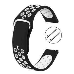 Pasek silikonowy S02 - czarno-biały - 22 mm