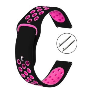Pasek silikonowy S02 - czarno-różowy - 20 mm