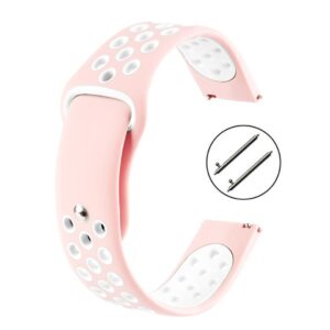 Pasek silikonowy S02 - jasnoróżowy-biały - 22 mm