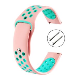 Pasek silikonowy S02 - różowo-turkusowy - 18 mm