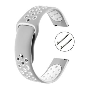 Pasek silikonowy S02 - szaro-biały - 22 mm