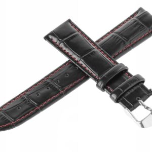 Pasek skórzany C16 XL - czarno-czerwony - 18 mm