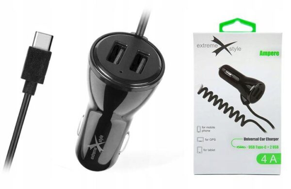 Car charger eXtreme Ampere USB type-C + 2 x USB 4A - ACCC2U4B