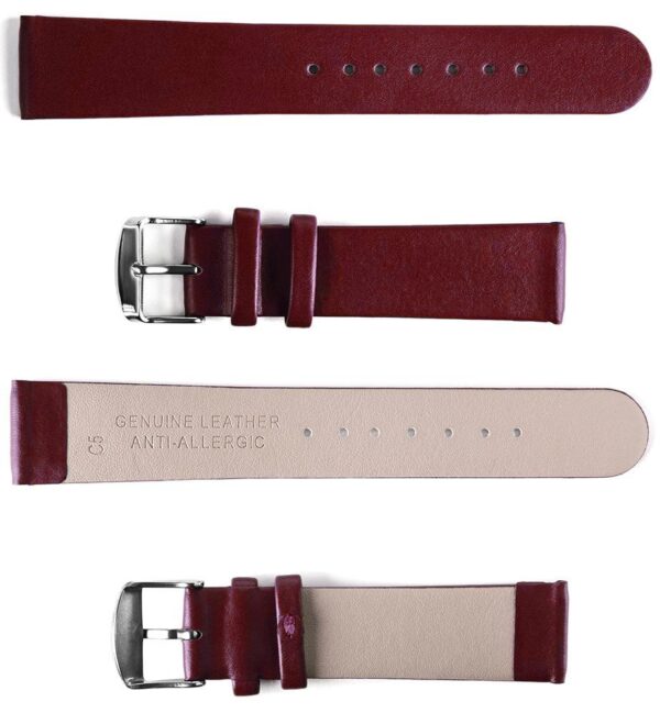 Pasek skórzany C5 - bordowy - 22 mm
