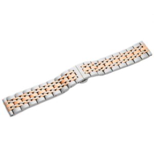 Bransoleta stalowa pełna model 2 - 22 mm - IP srebrno-różowe złoto