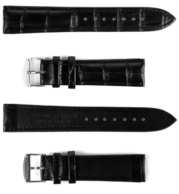 Pasek skórzany C16 XL - czarno-czarny - 20 mm