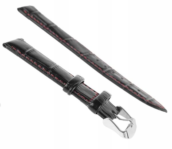 Pasek skórzany C16 XL - czarno-czerwony - 22 mm
