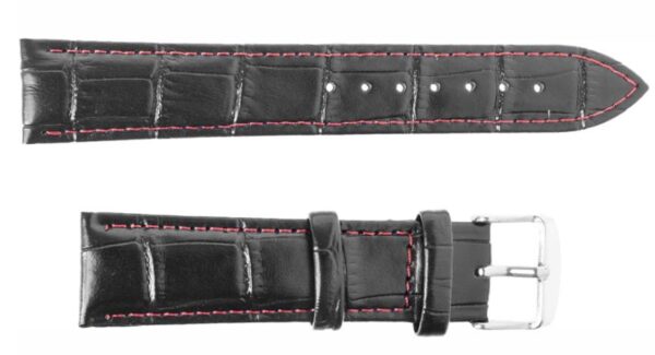 Pasek skórzany C16 XL - czarno-czerwony - 16 mm