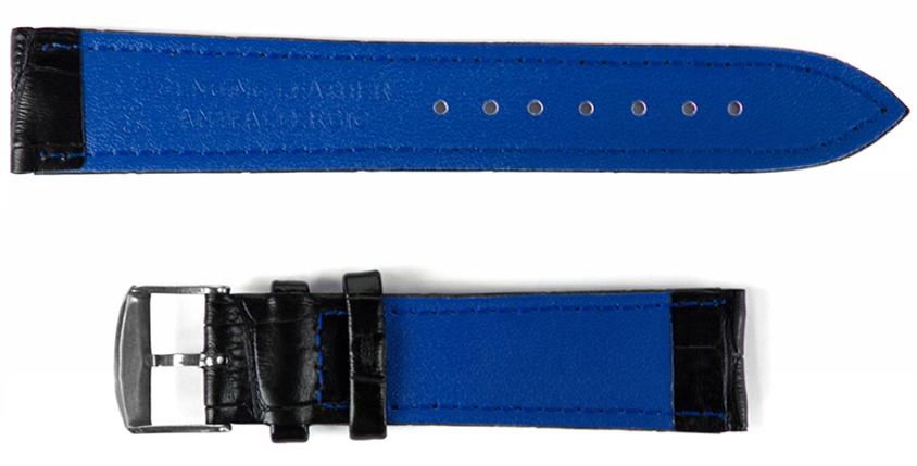 Pasek skórzany C16 XL - czarno-granatowy - 22 mm