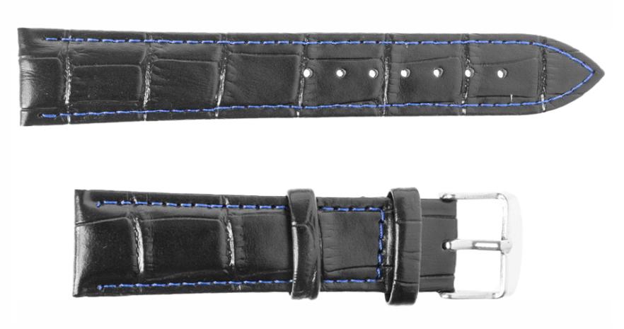 Pasek skórzany C16 XL - czarno-granatowy - 22 mm