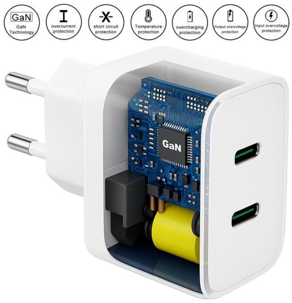 Ładowarka sieciowa 2 x USB Typ-C - eXtremestyle® - GaN evo - 60 W - TC60CCGAN