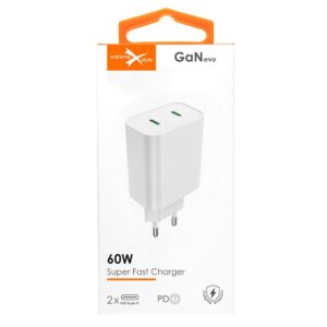 Travel charger 2 x USB Typ-C - eXtremestyle® - GaN evo - 60 W - TC60CCGAN