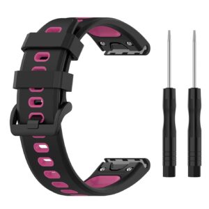 Pasek silikonowy - G13 - do Garmin - czarno-różowy - 20 mm