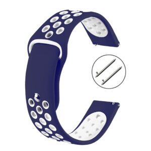 Pasek silikonowy S02 - granatowo-biały - 22 mm