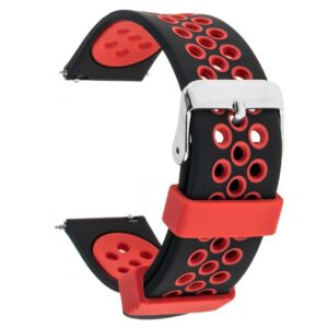 Pasek silikonowy S06 - czarno-czerwony - 20 mm