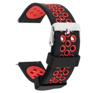 Pasek silikonowy S06 - czarno-czerwony - 22 mm