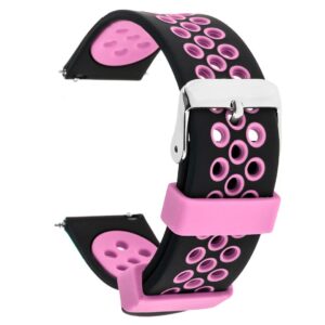Pasek silikonowy S06 - czarno-różowy - 20 mm