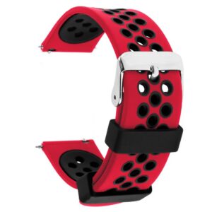 Pasek silikonowy S06 - czerwono-czarny - 22 mm